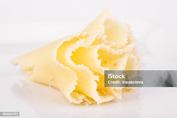 Girolle On A White Plate Stock Photo - Download Image Now - Cheese, Close-up, Cut Out