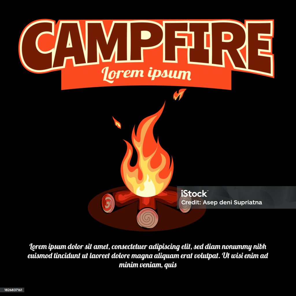 Cap Fire Design Back Campfire Design For Adventure Event Program Stock Illustration ...