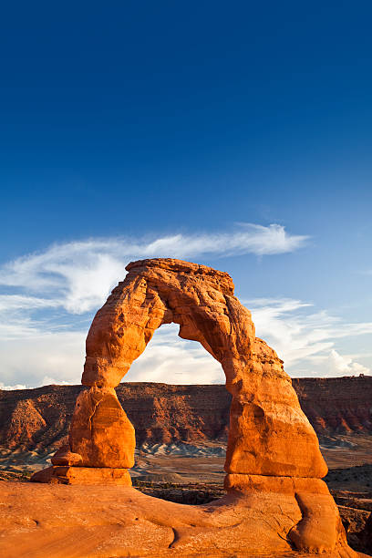 Delicate arch rock formation Southwest USA red rock landscape in Arches National Park near Moab Utah delicate arch stock pictures, royalty-free photos & images