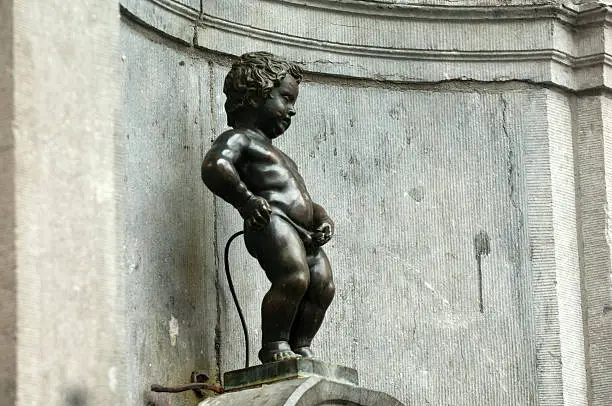 The famous Manneken Pis statue in Brussels Belgium