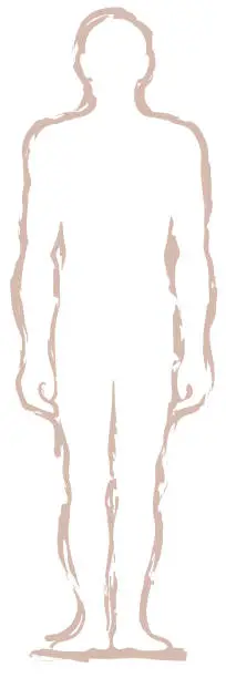 Vector illustration of Contours of a standing human silhouette, vector illustration