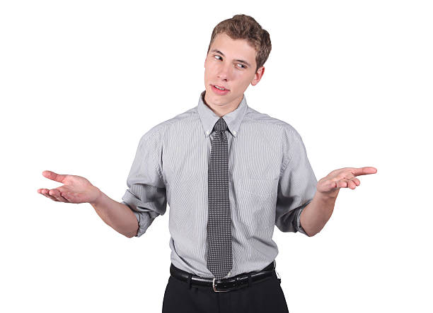 istock Isolated businessman shrugging 182685560