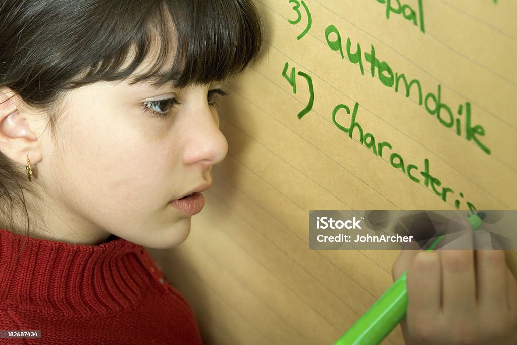 Escuela días de ortografía de palabras en el rotafolio - Foto de stock de Estudiante libre de derechos