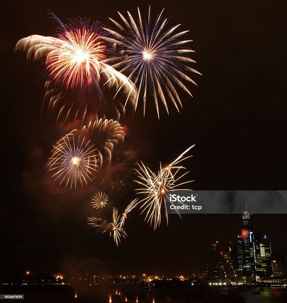 Feu d'artifice à Esplanade Bay de Singapour (2006 - Photo de Abstrait libre de droits