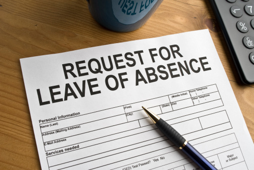 Form for a leave of absence on a desktop.