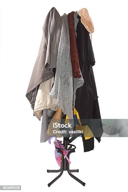 Coat Rack With Lots Of Overcoats Stock Photo - Download Image Now - Coat Hook, Coat - Garment, Cut Out