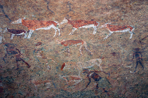 Primative cave painting.