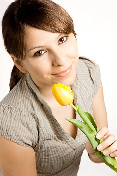 girl with a tulip stock photo