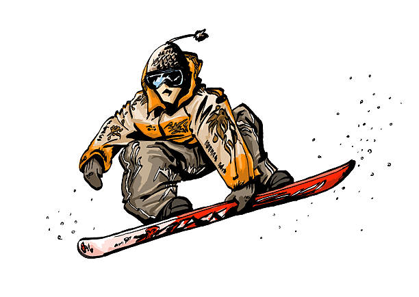 snowboard-illustration - snowboard extreme sports speed motion stock-grafiken, -clipart, -cartoons und -symbole