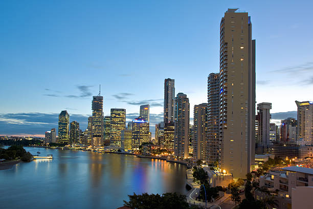 istock Brisbane skyline and coast illuminated at dusk 182690892