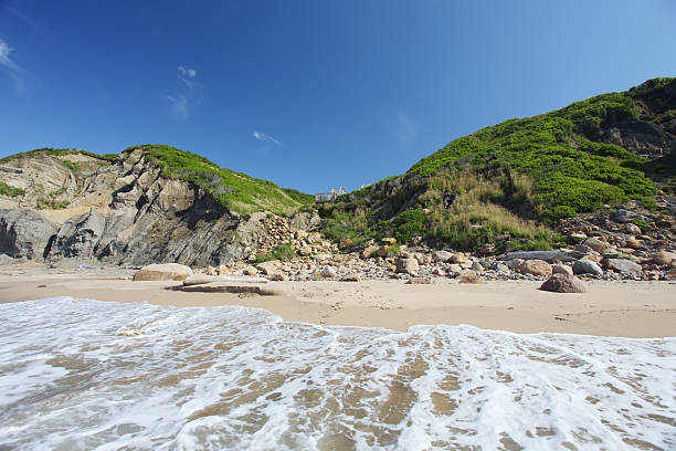 Serene new england beach stock photo