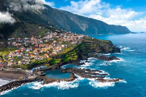 Land meets ocean in Seixal, Madeira, Portugal