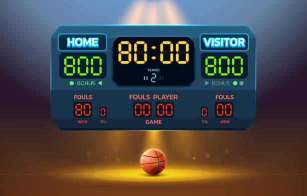 ilustrações de stock, clip art, desenhos animados e ícones de basketball scoreboard - basketball hoop basketball net backgrounds