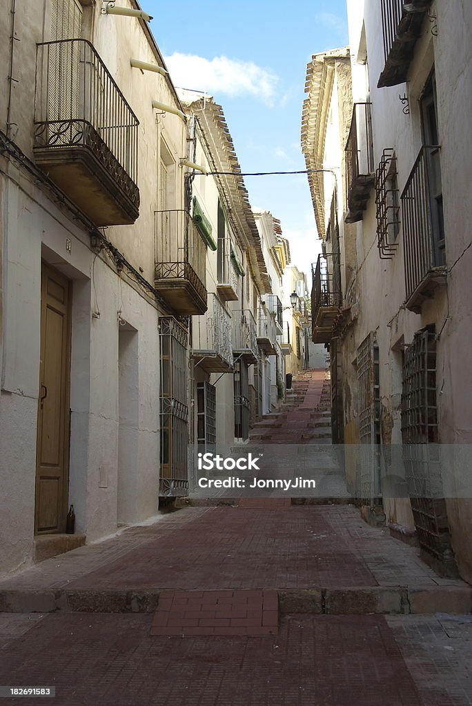 Steep street in the old quarter of Spanish city Lorca Not built for cars City Stock Photo