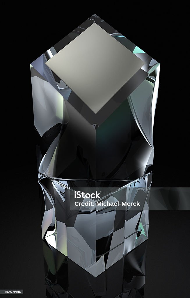 Crystal Obelisk Trophy A blank crystal obelisk trophy. Add your logo or text to the top face plate and create your own award. 3D Render.Crystal and gem objects: Award Stock Photo