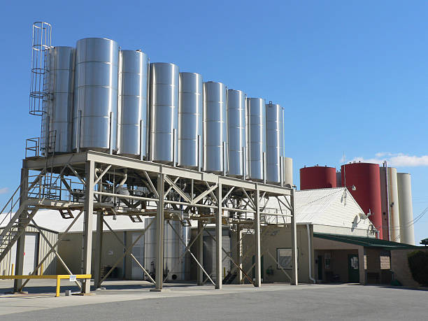 Chemical storage tanks stock photo