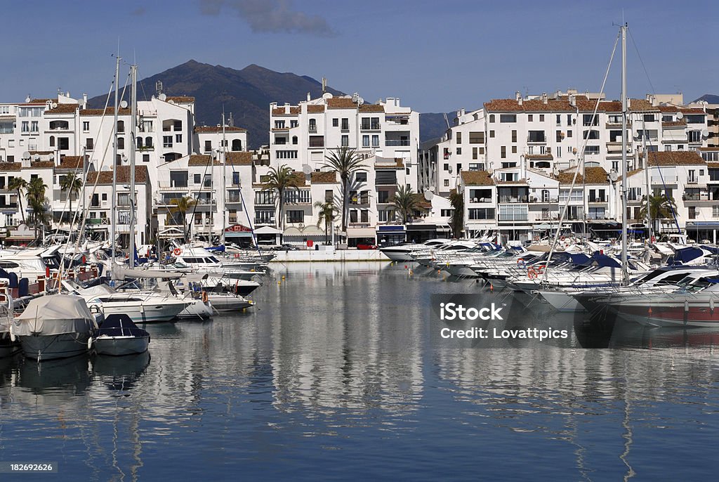 Puerto Banus harbour. Some of the luxury yachts moored in the marina at Puerto Banus. Marbella. Spain. Marbella Stock Photo