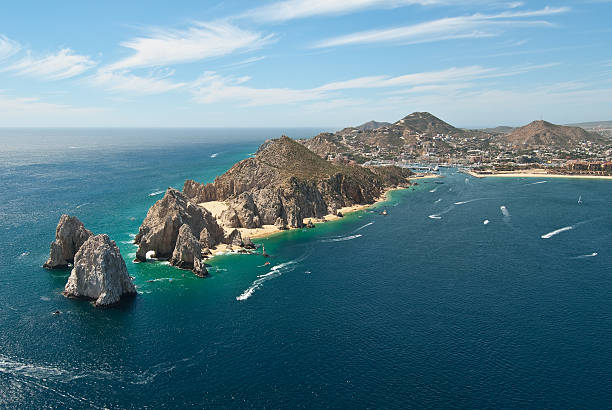 Aerial View of Land's End in Cabo San Lucas, Mexico "Aerial view of Land's End in Cabo San Lucas, Mexico" sea of cortes stock pictures, royalty-free photos & images