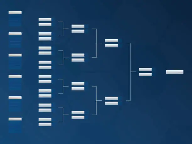 Vector illustration of Tournament bracket for football and other sports, blank vector template design for 24 teams