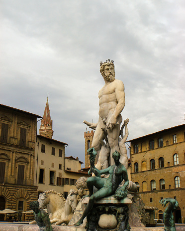 View of the town square and sculpture. Florence. Italy.