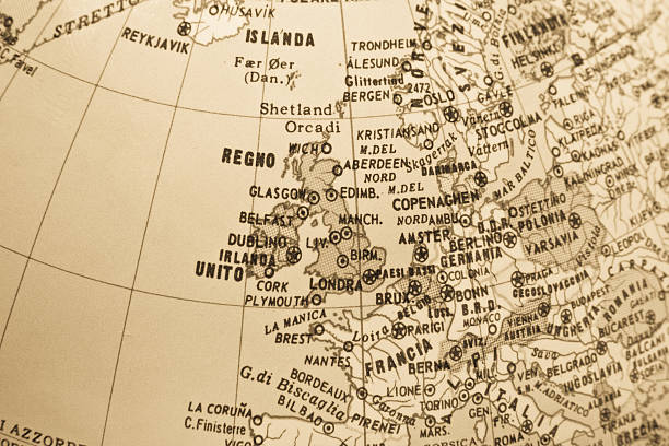 istock Map of United Kingdom and Atlantic ocean 182694514