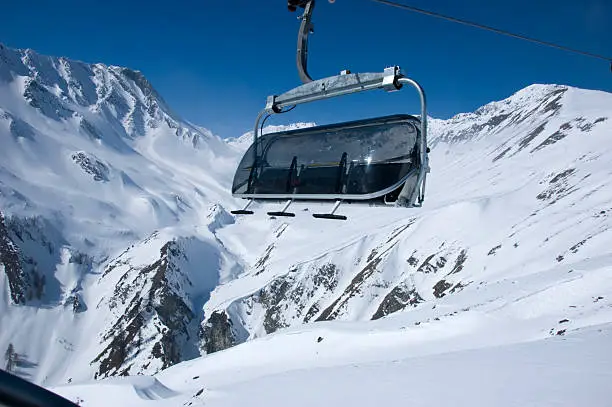 "chairlift in Serfaus, Austria on a beautiful day"