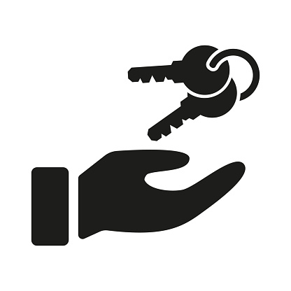 Hand with keys icon on white background. Vector illustration