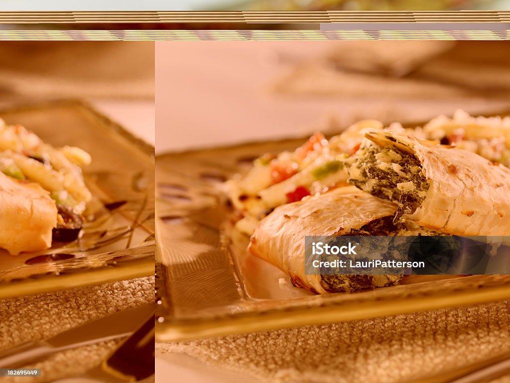 Spanakopita avec grec Salade de pâtes - Photo de Aliment libre de droits