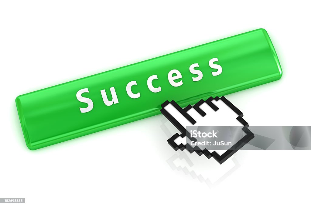 Éxito, botón verde - Foto de stock de Blanco - Color libre de derechos