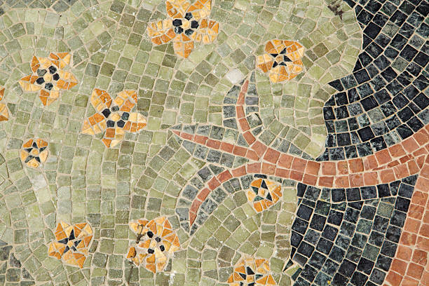 istock Mosaic Tiles in Winding Floral Pattern, Abstract 182695780