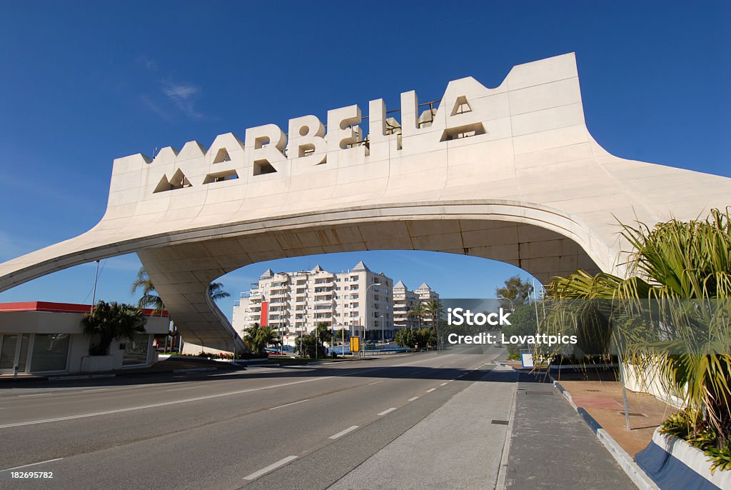 Marbella arch Costa del sol Spain. The Marbella arch. This is the heart of the Costa del sol with its sunshine beaches and golf Marbella Stock Photo