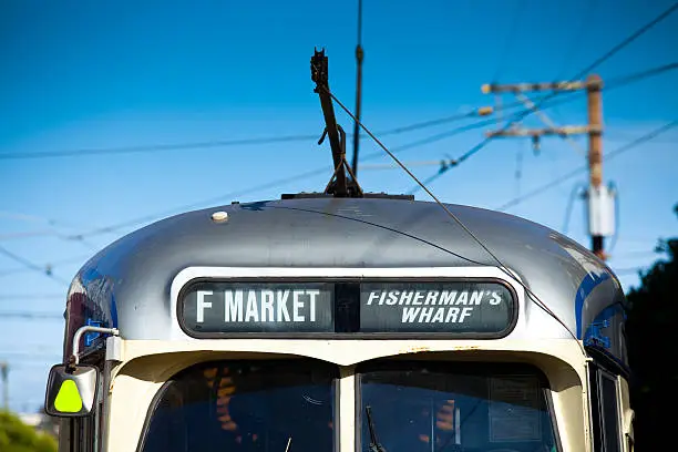 One of San Francisco's historic PCC electric streetcars running on the F-line from the Castro to Fisherman's Wharf