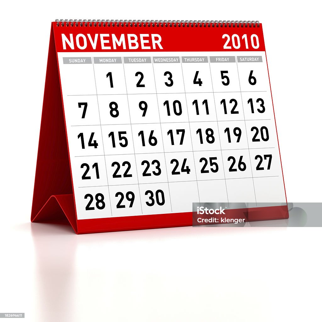 Novembro de 2010-calendário - Royalty-free Calendário Foto de stock