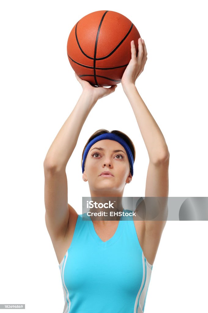 Jovem Jogador de basquetebol isolado em fundo branco - Royalty-free Adulto Foto de stock