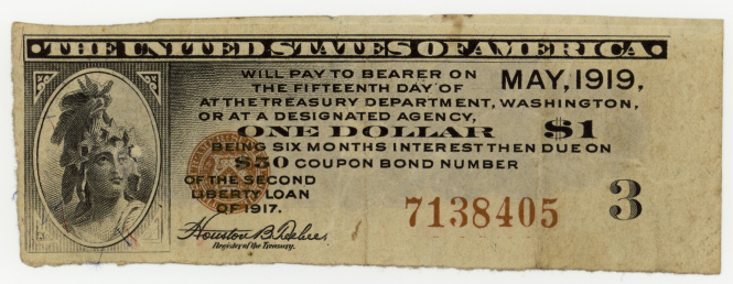 Obverse of a rare United States WWI era bond coupon.