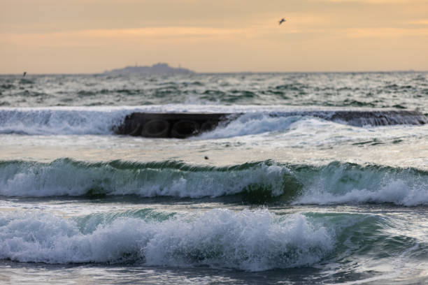 Breaking waves on the sea. Istanbul - Turkey.
