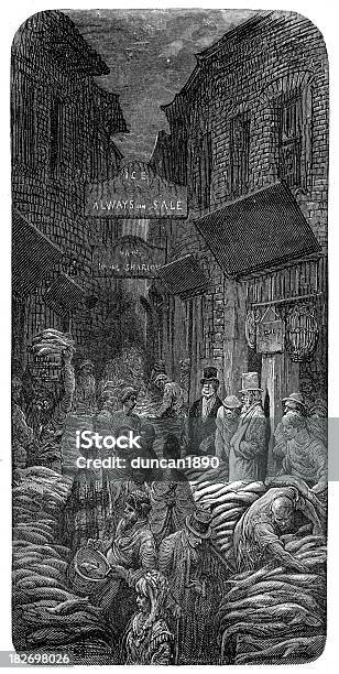빅토이라 런던어둡습니다 하우스 소로 빌링스게이트 19세기에 대한 스톡 벡터 아트 및 기타 이미지 - 19세기, 19세기 스타일, 건축물