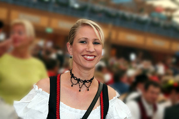 Woman enjoying the Octoberfest stock photo