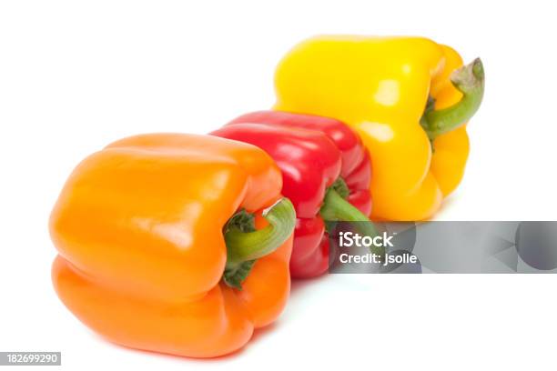 Red Orange And Yellow Bell Peppers Stock Photo - Download Image Now - Bell Pepper, Clipping Path, Cut Out