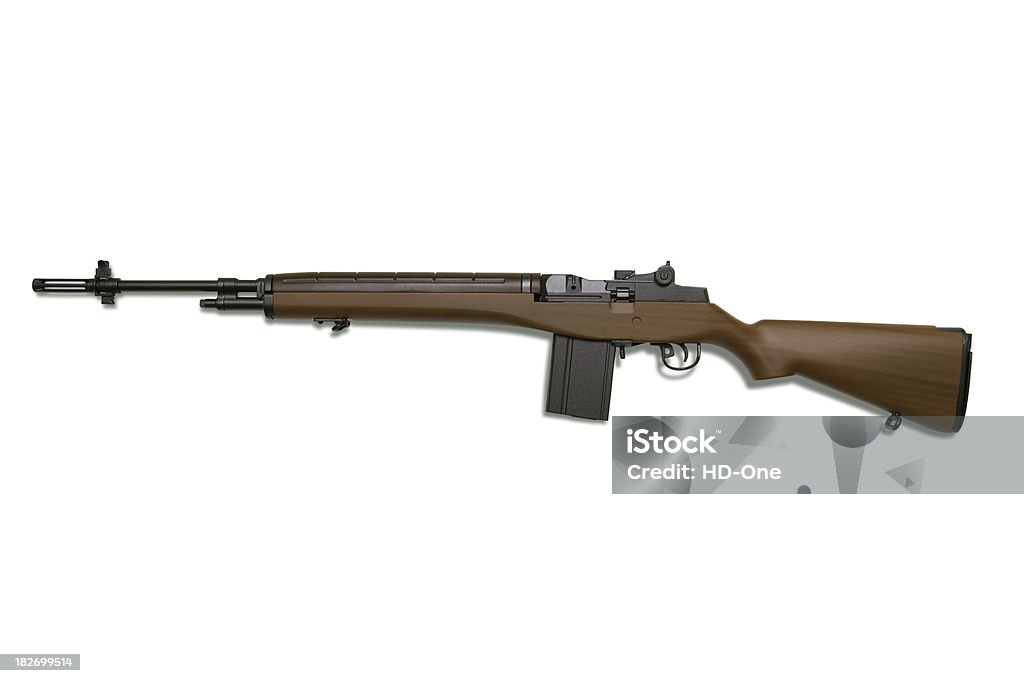 M14 Rifle Replica of the classic M14 rifle. Isolated on white with clipping path included. Used by military and police around the world. Gun Stock Photo