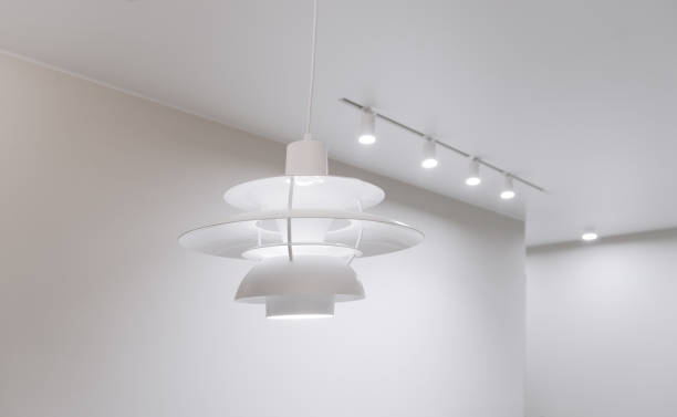 istock a white chandelier on a white ceiling. futuristic chandelier 1826996452