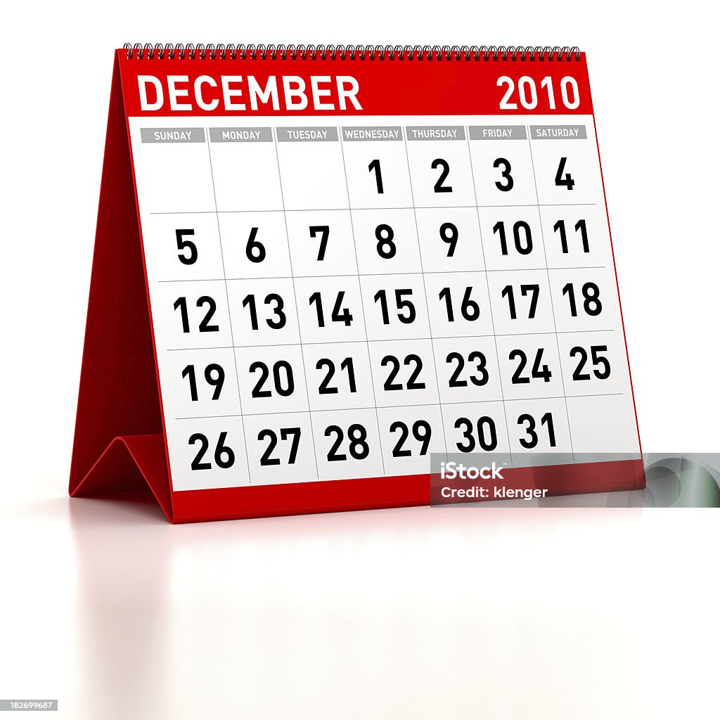 2010 年 12 月のカレンダー - 3Dのロイヤリティフリーストックフォト