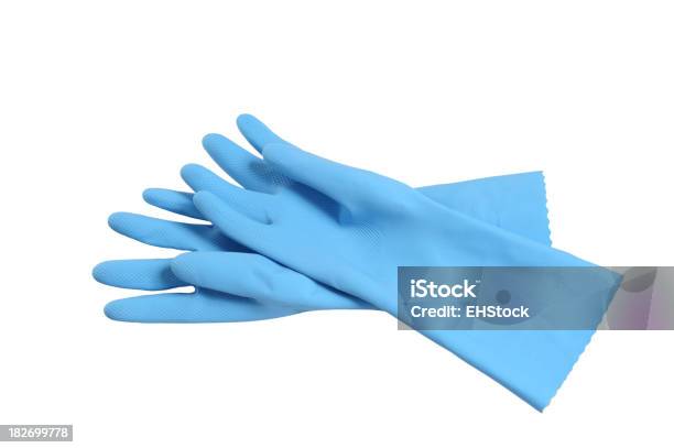 Blue Clean Up Rubber Gloves Isolated On White Background Stock Photo - Download Image Now