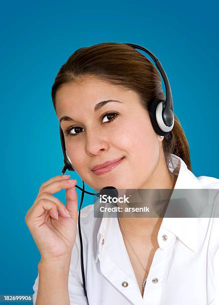 Operator Stock Photo - Download Image Now - Blue Background, Customer Service Representative, Cut Out