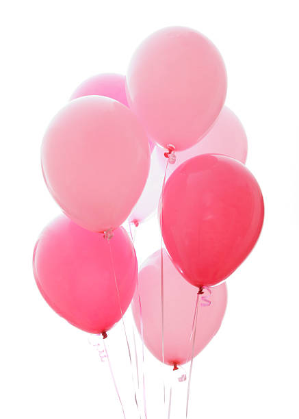istock Seven pink balloons on a white background 182700149
