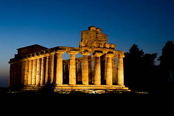 Old temple at Paestum.See Also: