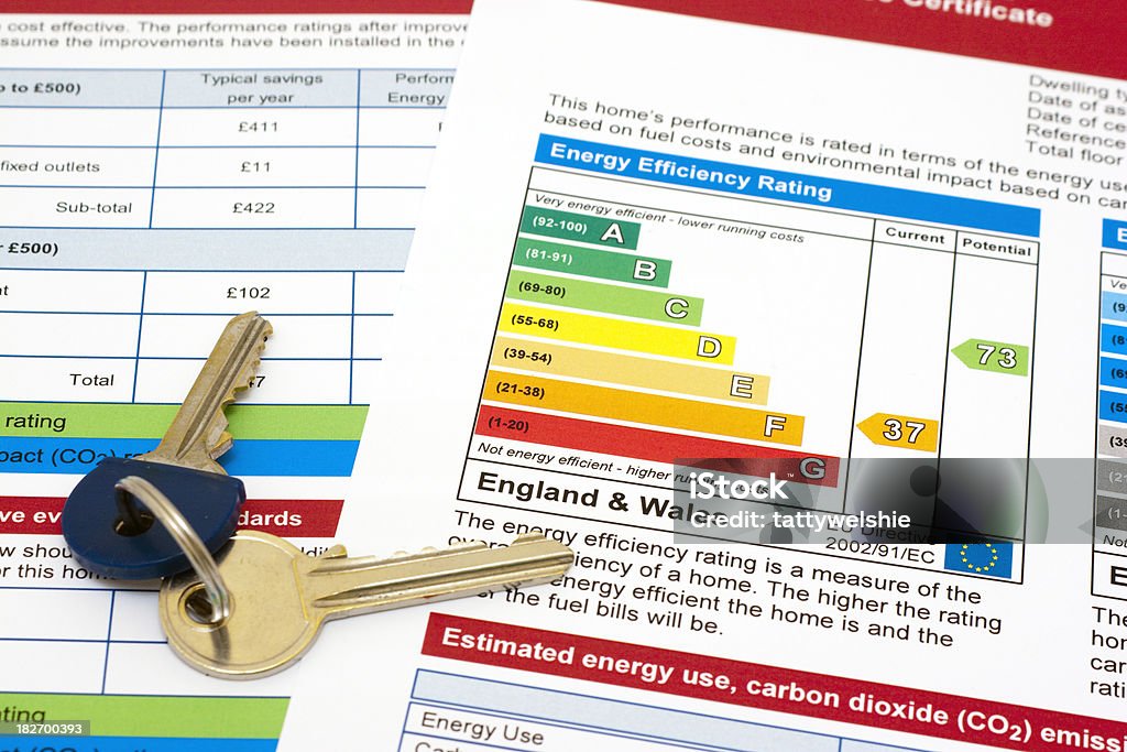 Energy performance certificate UK home energy performance certificate in high contrastSimilar here: Fuel and Power Generation Stock Photo
