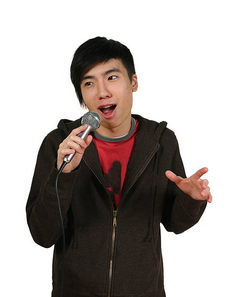 istock Funny Asian Man With Microphone 182700973