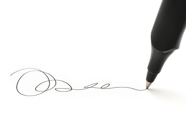 Business Signature Business signature of approval.Notis:The signature is fake and belong to nobody.White background: handwritten signatures stock pictures, royalty-free photos & images