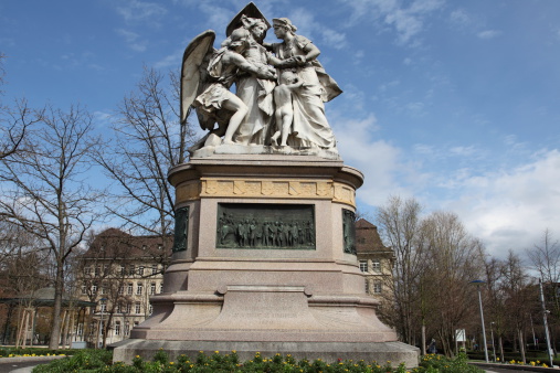 The Strassburger memorial was errected in 1895 as a present to the people of Switzerland as a thank for their humanitarian help to Strassburg during the war 1870 - 1871 between Germany and France.The memorial is created by Frederic Auguste Bartholdi (1834 - 1904) who also created the Statue of Liberty in New York.